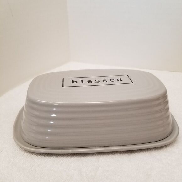 The Pottery People butter dish Blessed dishwasher safe micro safe 7.5" X 2"high - Picture 3 of 16